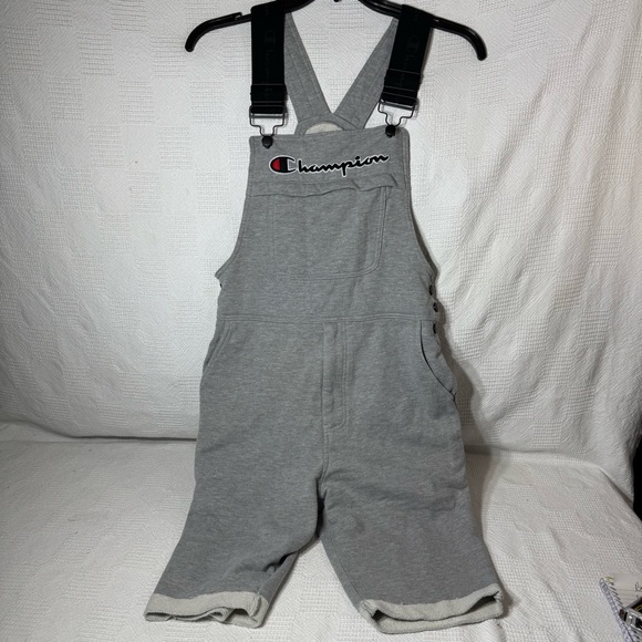 Champion Pants - Champion French Terry Overall Shorts in Heather Grey Size Small Adjust